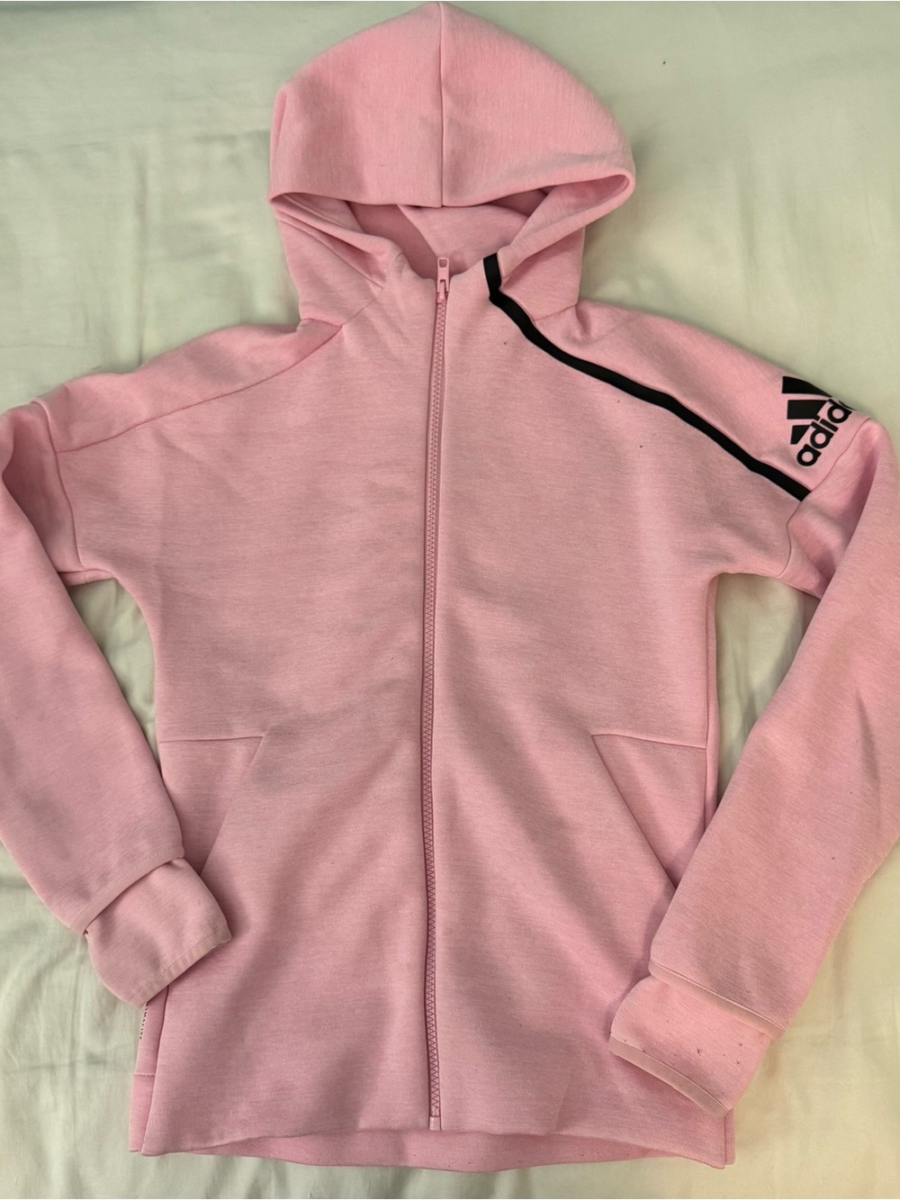 Adidas Girls' Pink Full-Zip Hoodie Jacket